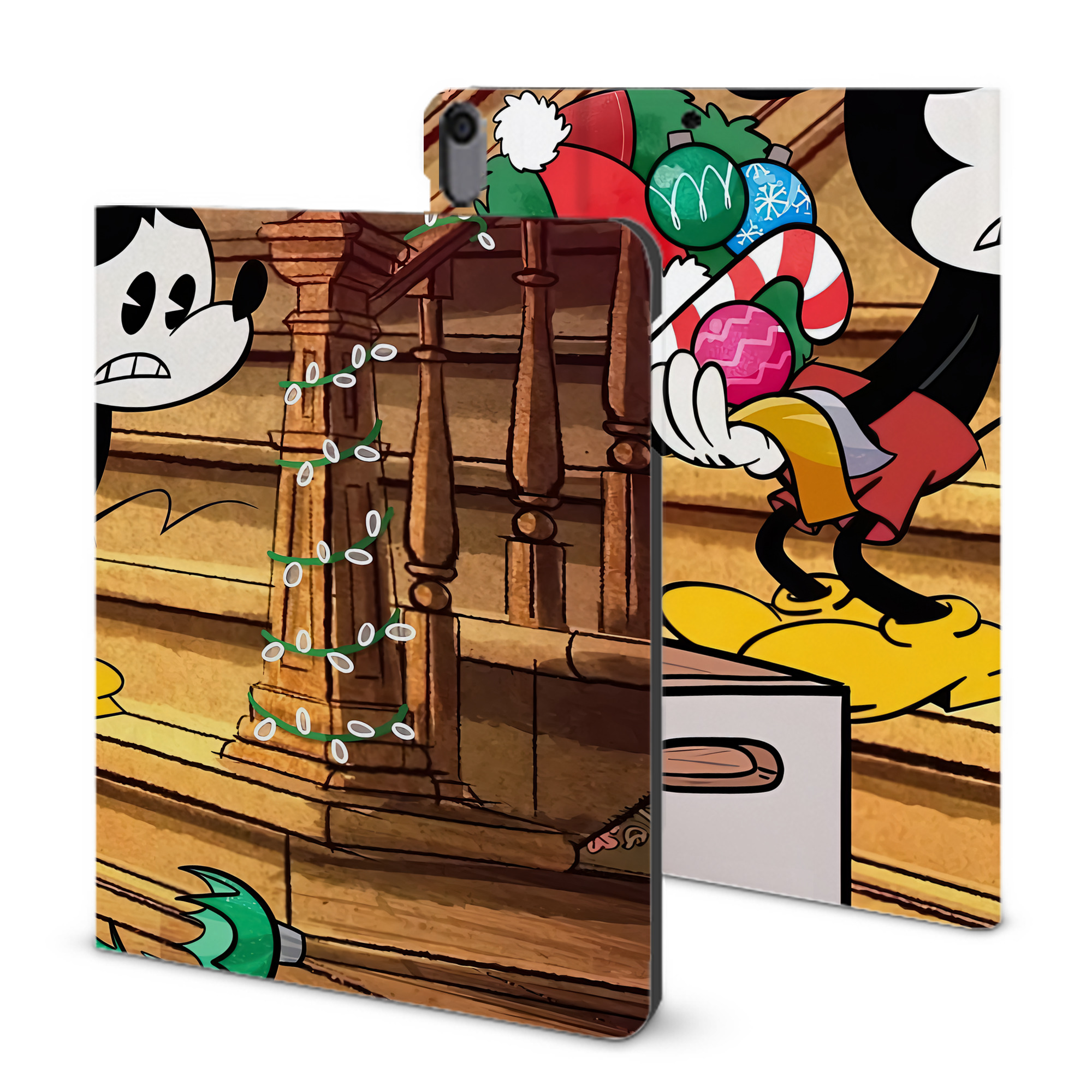 ミッキーマウス Mickey Mouse IPad ケース ブック型 PUレザー TPU 耐衝撃 軽量 薄型 ペン収納なし 全面保護 IPad 各モデル対応